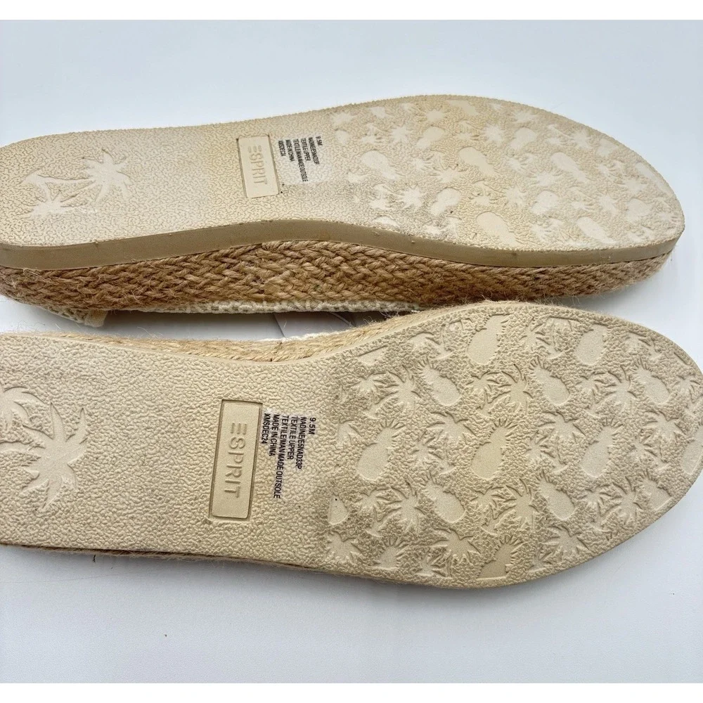 Esprit Nadine Crochet Espadrille Flats Women's 9.5 Ivory Lace Slip On Shoes